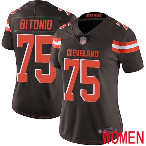 Cleveland Browns Joel Bitonio Women Brown Limited Jersey 75 NFL Football Home Vapor Untouchable